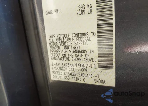 2010 Nissan Altima 2.5 S z USA, uszkodzony, nr VIN 1N4AL2AP3AN494741